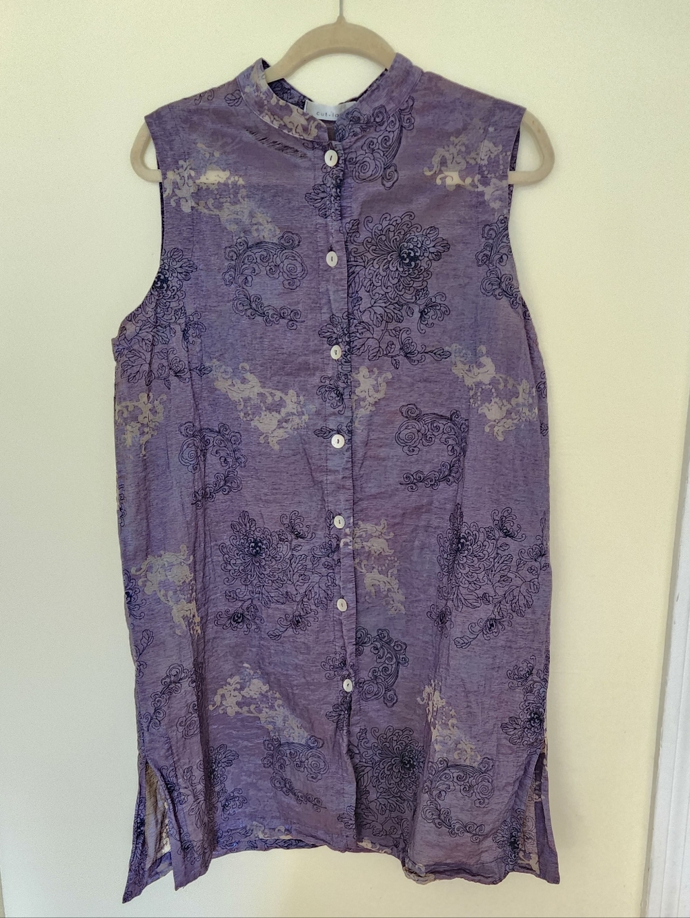Vtg Linen Blend Sleeveless Oversized Tunic Dress Purple Art To Wear Lagenlook L - Picture 2 of 8